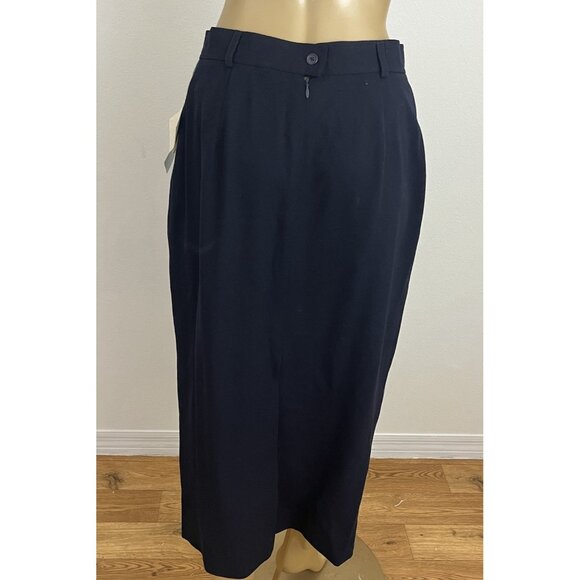 Lauren Ralph Lauren Women's 8P Wool Midi Skirt Navy Blue Corpcore Office Siren - Picture 2 of 9